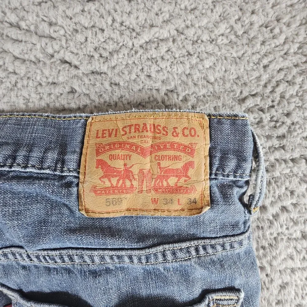 Levis 569 Jeans Mens 35x31* Blue Cotton Loose Straight Distressed Grunge Skater